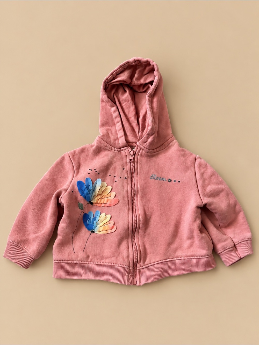 ZARA Pink Hoodie with Floral Detail Size 9-12
Months